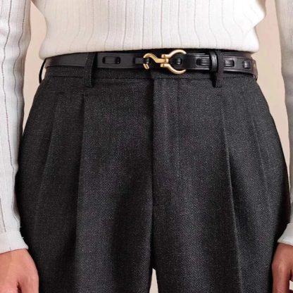 Men's Classic Light Grey Pleated Formal Trousers - Image 5