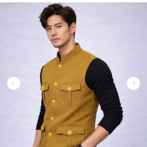 Mustard Premium Nehru Jacket with Multi-Pocket Design – Stylish Ethnic Waistcoat for Men