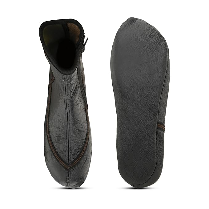 Winter Leather Socks |Khuffain Black/Brown - Image 4