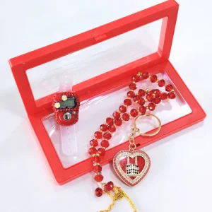 Ramadan Eid Gift Set - Prayer Beads + Digital Tasbih Counter+ Key Chain Premium Red