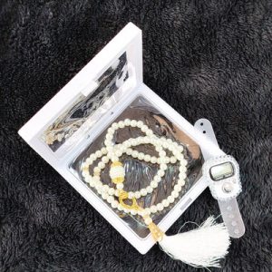 Ramadan Eid Gift Set - Prayer Beads + Digital Tasbih Counter Elegant White